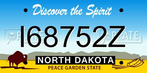 I68752Z North Dakota License Plate