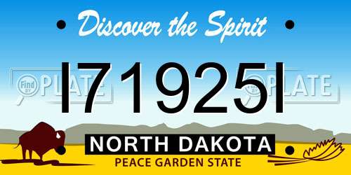I71925I North Dakota License Plate