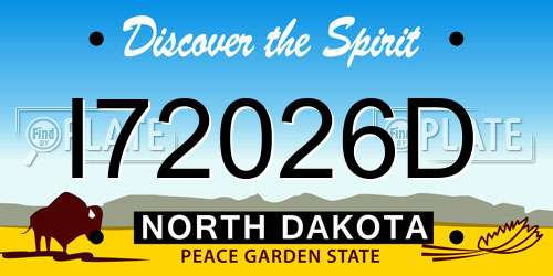 I72026D North Dakota License Plate