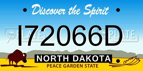 I72066D North Dakota License Plate