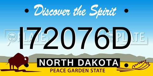 I72076D North Dakota License Plate