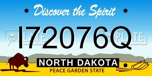 I72076Q North Dakota License Plate