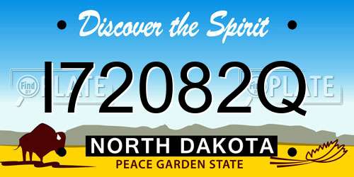 I72082Q North Dakota License Plate
