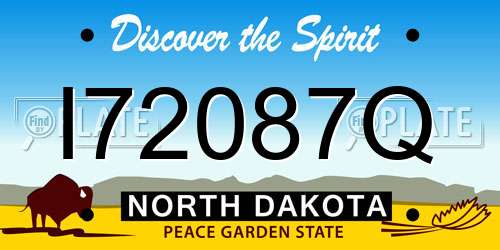 I72087Q North Dakota License Plate