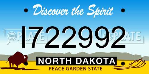 I722992 North Dakota License Plate