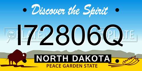 I72806Q North Dakota License Plate