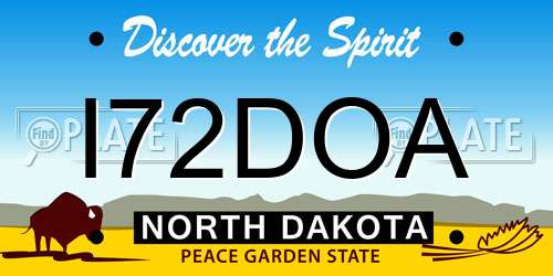 I72DOA North Dakota License Plate