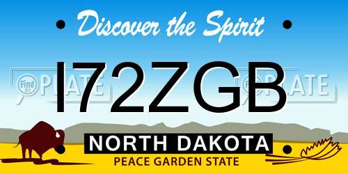 I72ZGB North Dakota License Plate