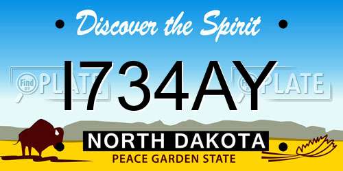 I734AY North Dakota License Plate