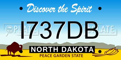 I737DB North Dakota License Plate