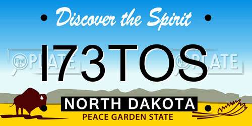 I73TOS North Dakota License Plate