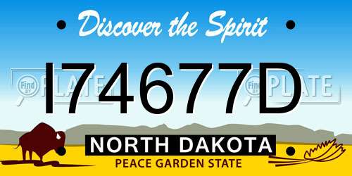 I74677D North Dakota License Plate
