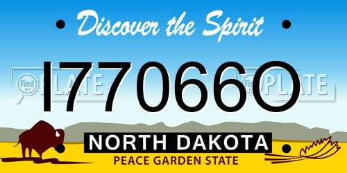 I77066O North Dakota License Plate