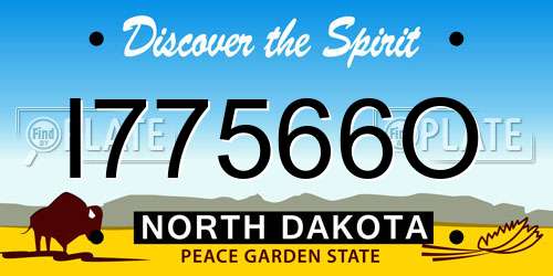I77566O North Dakota License Plate