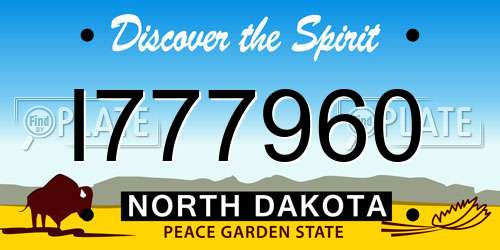 I777960 North Dakota License Plate