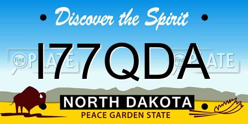 I77QDA North Dakota License Plate