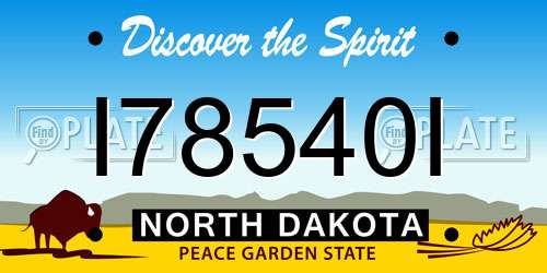 I78540I North Dakota License Plate
