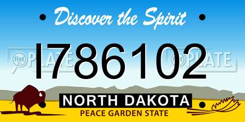 I786102 North Dakota License Plate