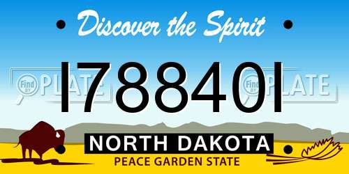 I78840I North Dakota License Plate