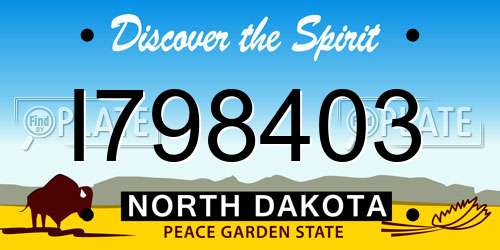 I798403 North Dakota License Plate