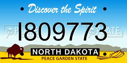 I809773 North Dakota License Plate