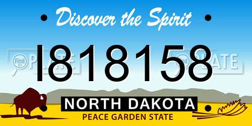 I818158 North Dakota License Plate