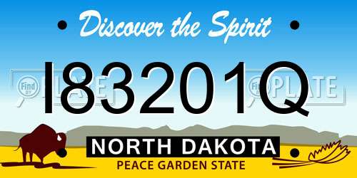I83201Q North Dakota License Plate