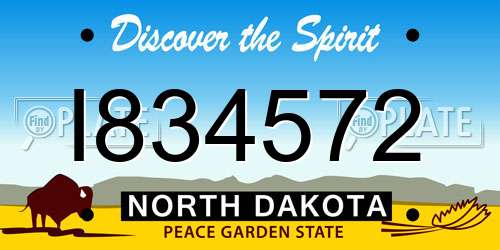 I834572 North Dakota License Plate