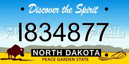 I834877 North Dakota License Plate