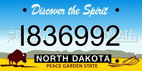 I836992 North Dakota License Plate