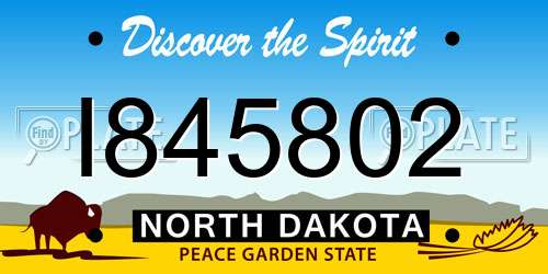 I845802 North Dakota License Plate