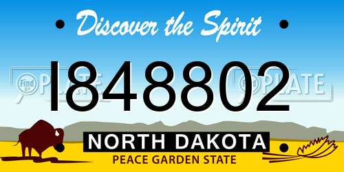 I848802 North Dakota License Plate