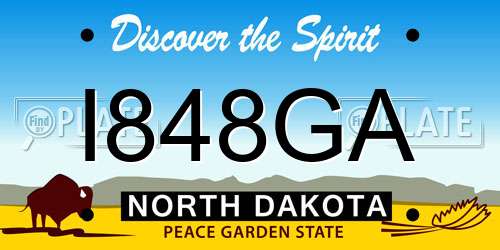 I848GA North Dakota License Plate