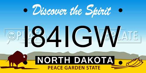 I84IGW North Dakota License Plate
