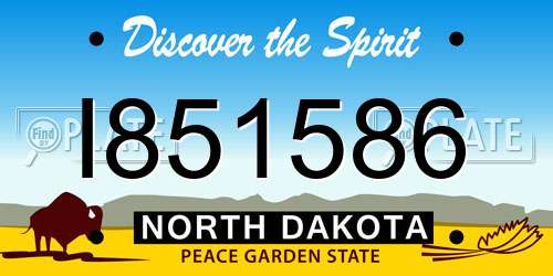 I851586 North Dakota License Plate