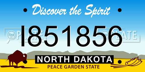 I851856 North Dakota License Plate