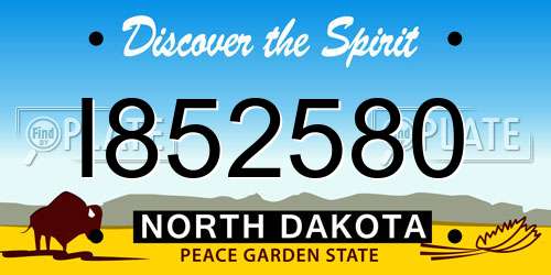 I852580 North Dakota License Plate
