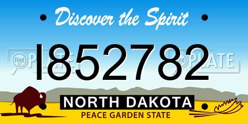 I852782 North Dakota License Plate