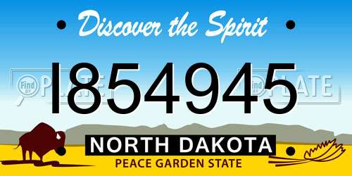 I854945 North Dakota License Plate