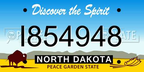 I854948 North Dakota License Plate