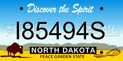 I85494S North Dakota License Plate
