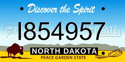 I854957 North Dakota License Plate
