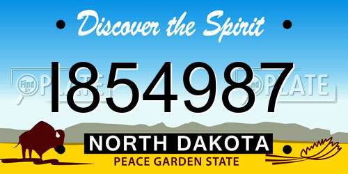 I854987 North Dakota License Plate