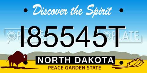 I85545T North Dakota License Plate