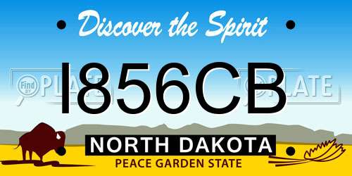 I856CB North Dakota License Plate