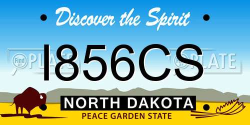 I856CS North Dakota License Plate