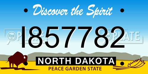 I857782 North Dakota License Plate