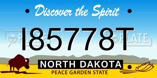 I85778T North Dakota License Plate