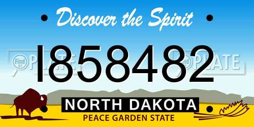 I858482 North Dakota License Plate