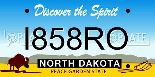 I858RO North Dakota License Plate